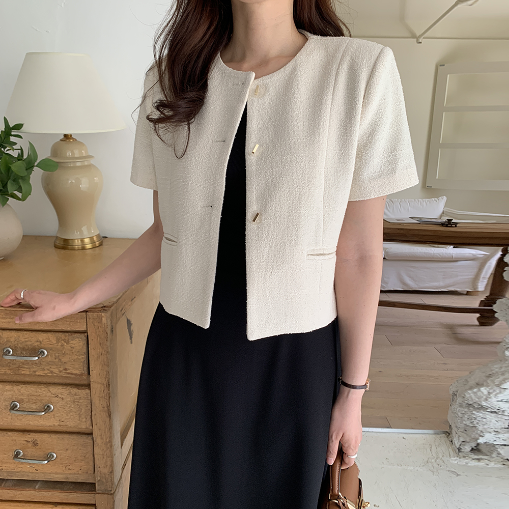 ルーズフィット半袖ツイードジャケット | ファッション通販サイト NUGU