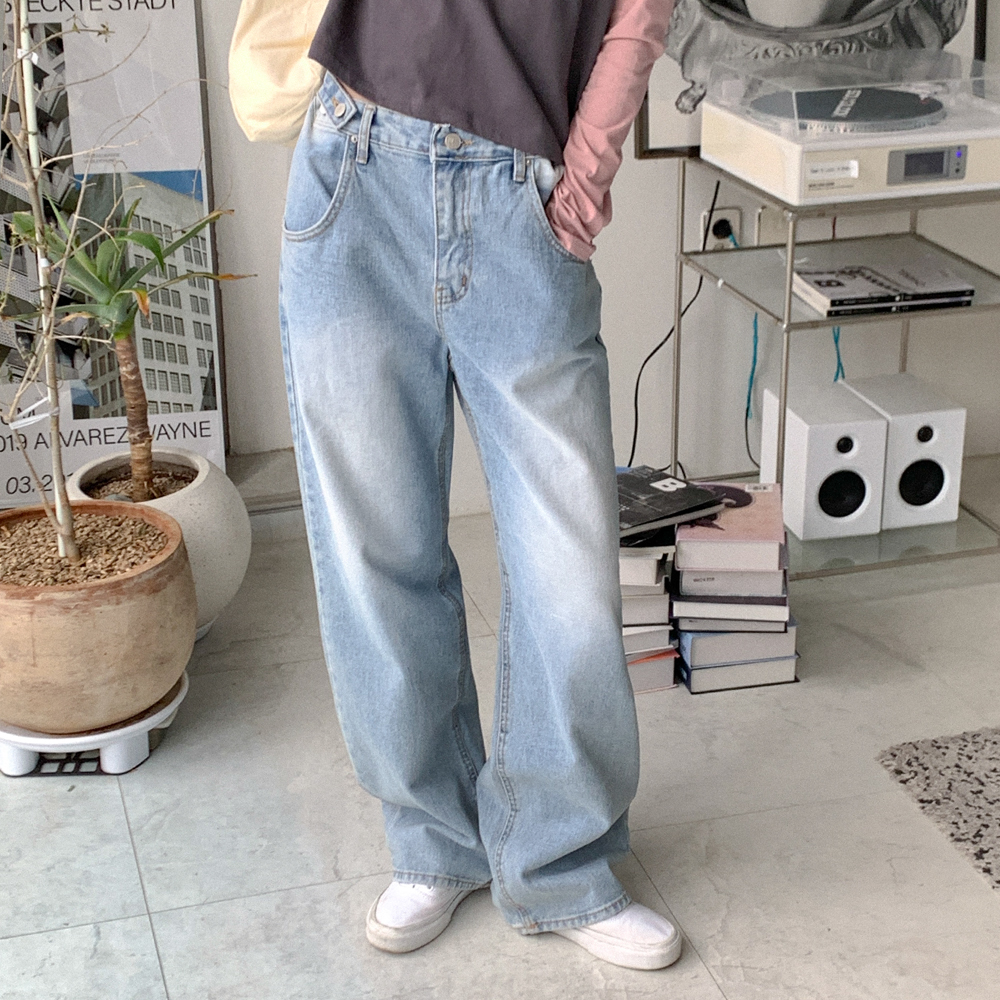 ワイドサイドバックルデニムパンツ | ファッション通販サイト NUGU