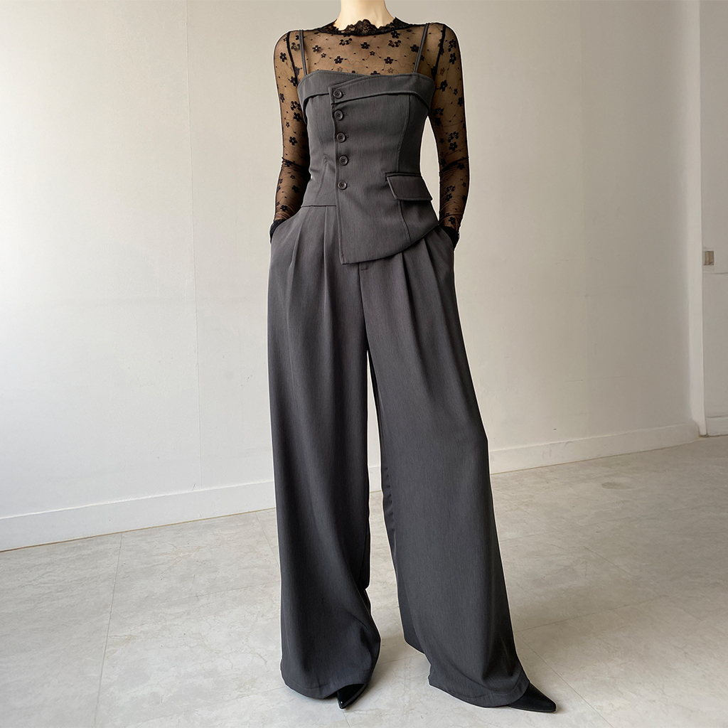 【オケージョン】[3ピース]ブラウスベストスラックスセット