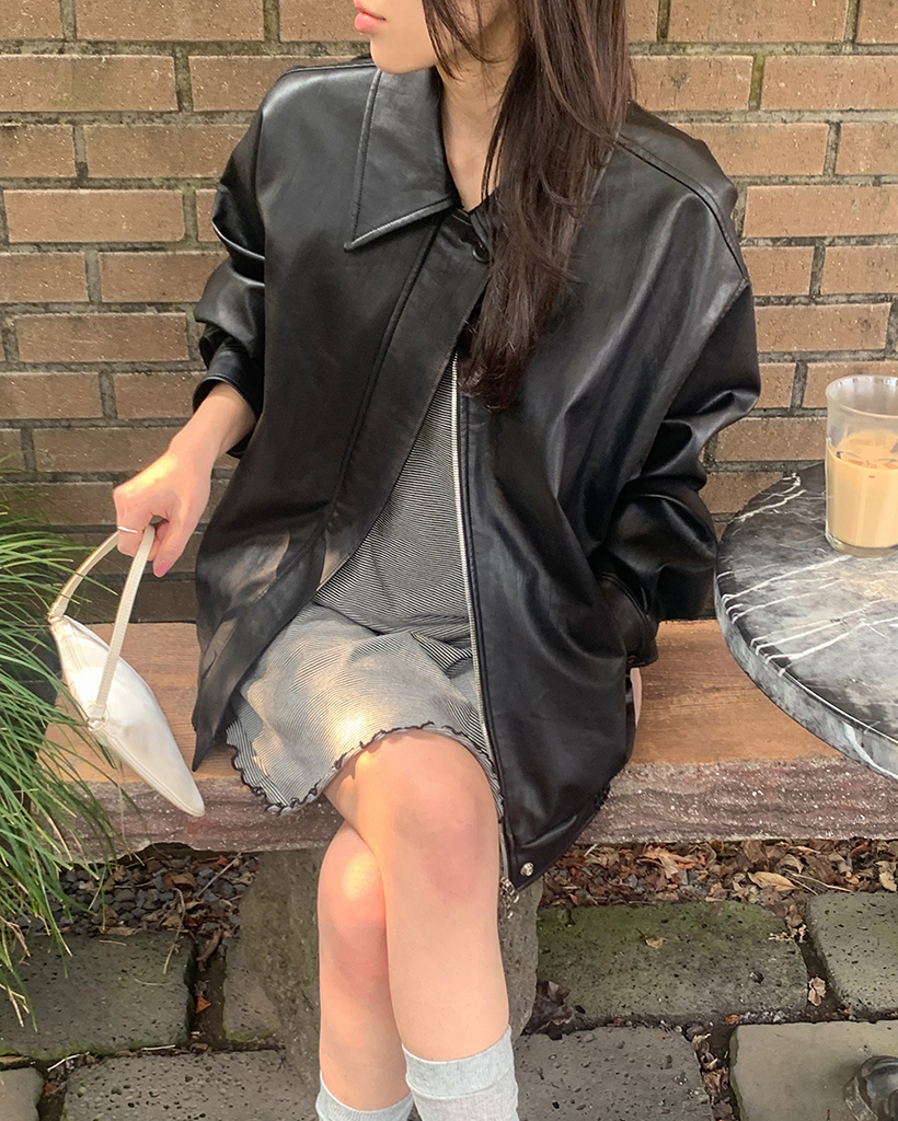 original]ルーズフィットレザーブルゾン | ファッション通販サイト NUGU