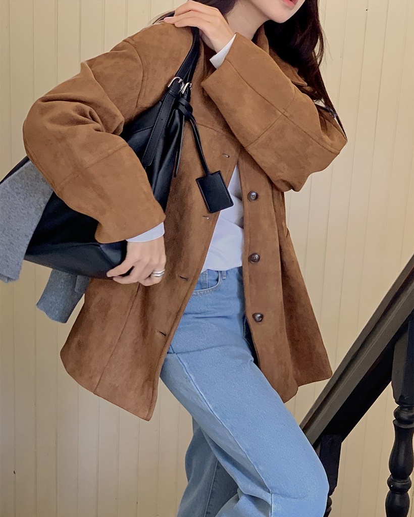 カラーネックスウェードジャケット | ファッション通販サイト NUGU