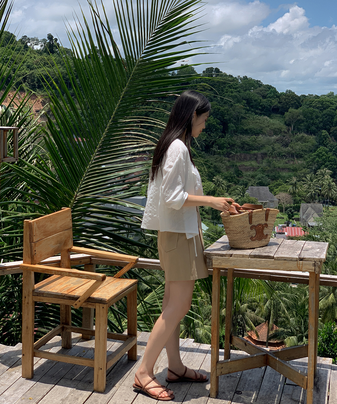 【オケージョン】[original/S-L]タック入りショートチノパンツ