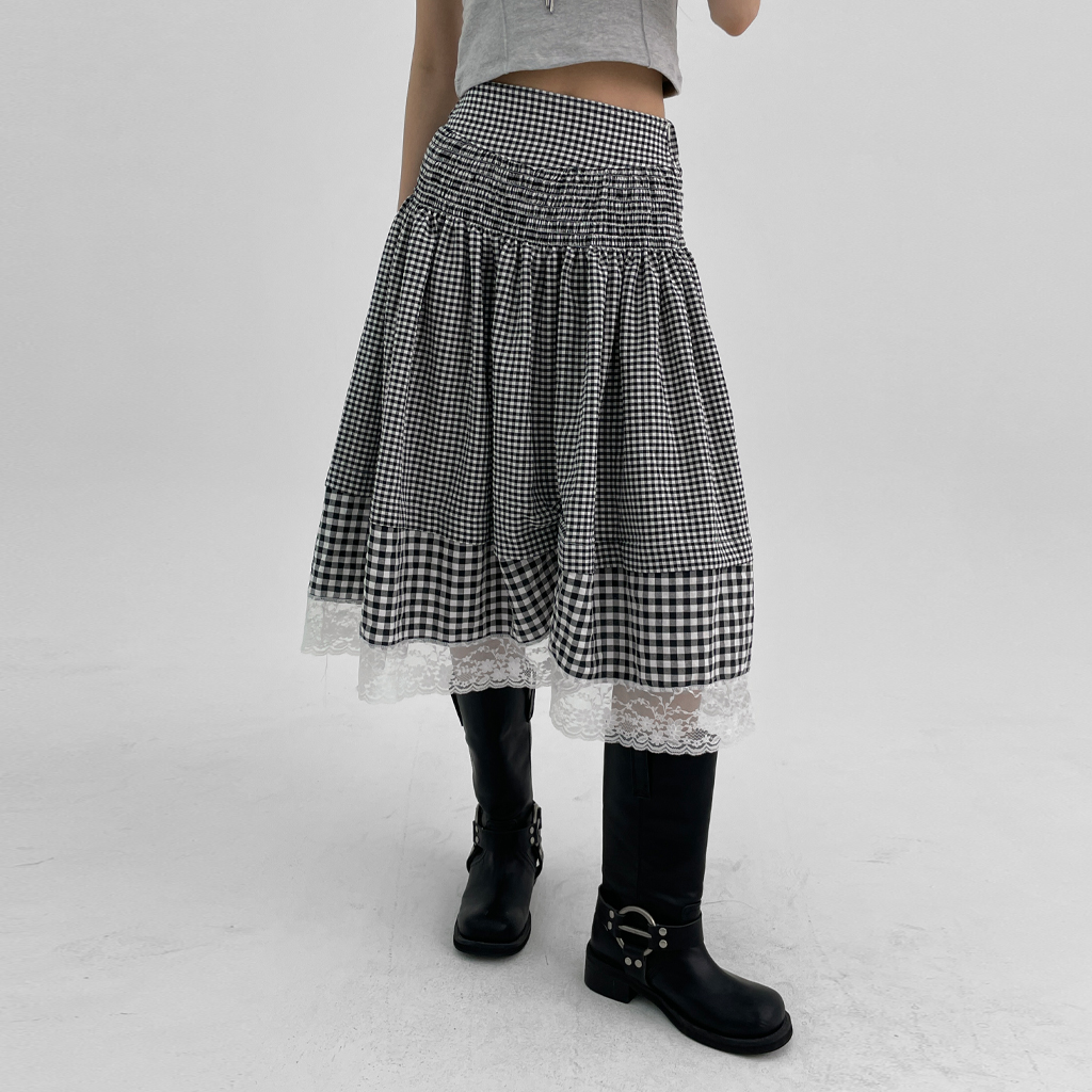 ☆Katie☆ドルチェ&ガッバーナ☆ふくれ織♡上品なジャガードスカート チェック柄フレアスカート PRCL906497｜Cummel(キュンメル)