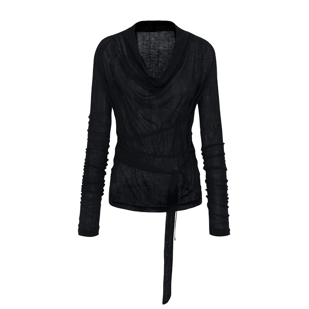 LILY COWL RIBBON TOP black