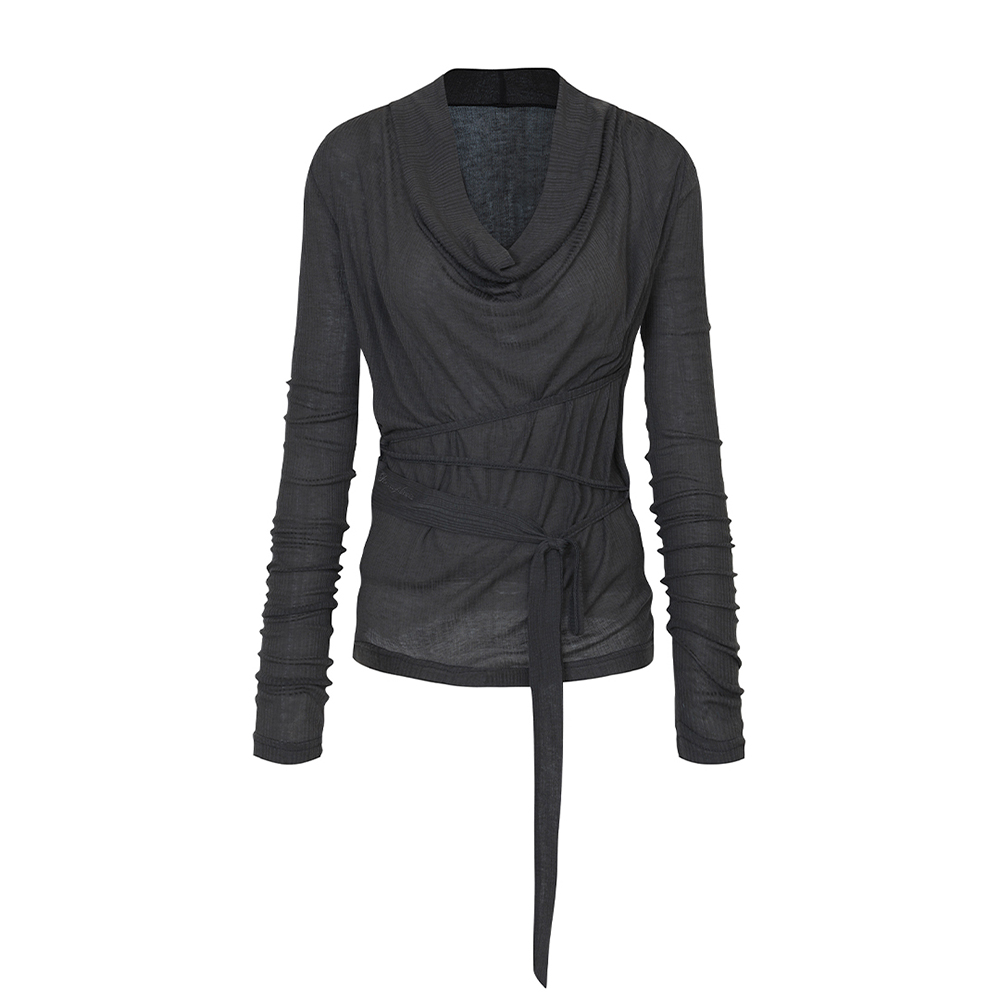 LILY COWL RIBBON TOP charcoal