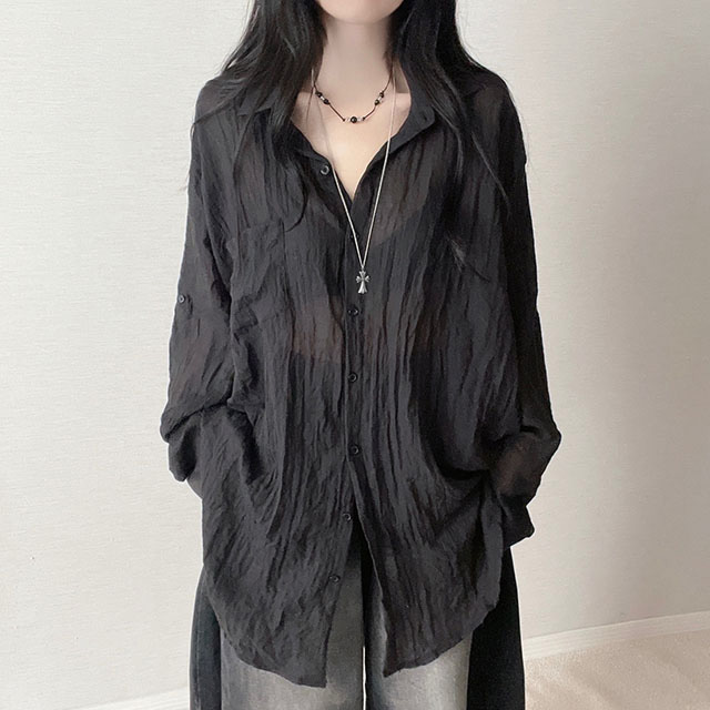 シースルーオーバーサイズロングシャツ | ファッション通販