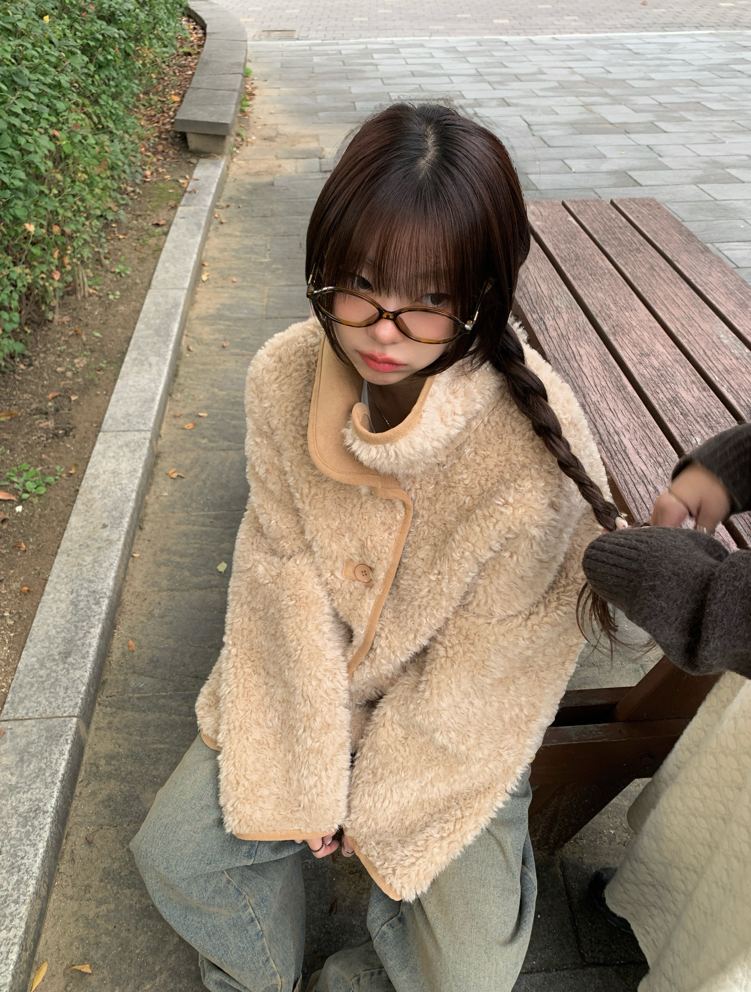 リバーシブルスエード調ボアムートンジャケット