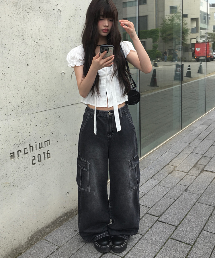 カーゴウォッシングデニムワイドパンツ | ファッション通販