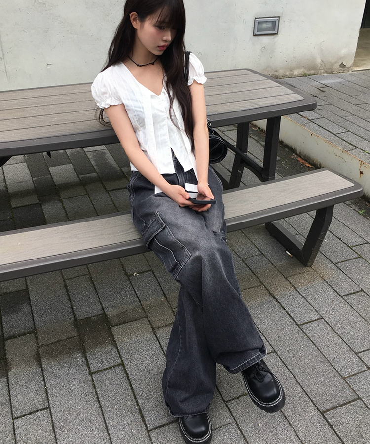 カーゴウォッシングデニムワイドパンツ | ファッション通販