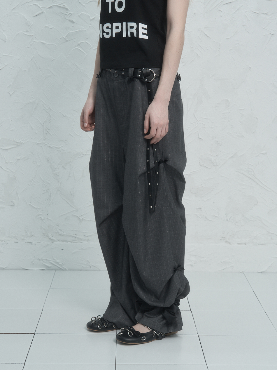 RIBBON STRIPE PANTS / CHARCOAL