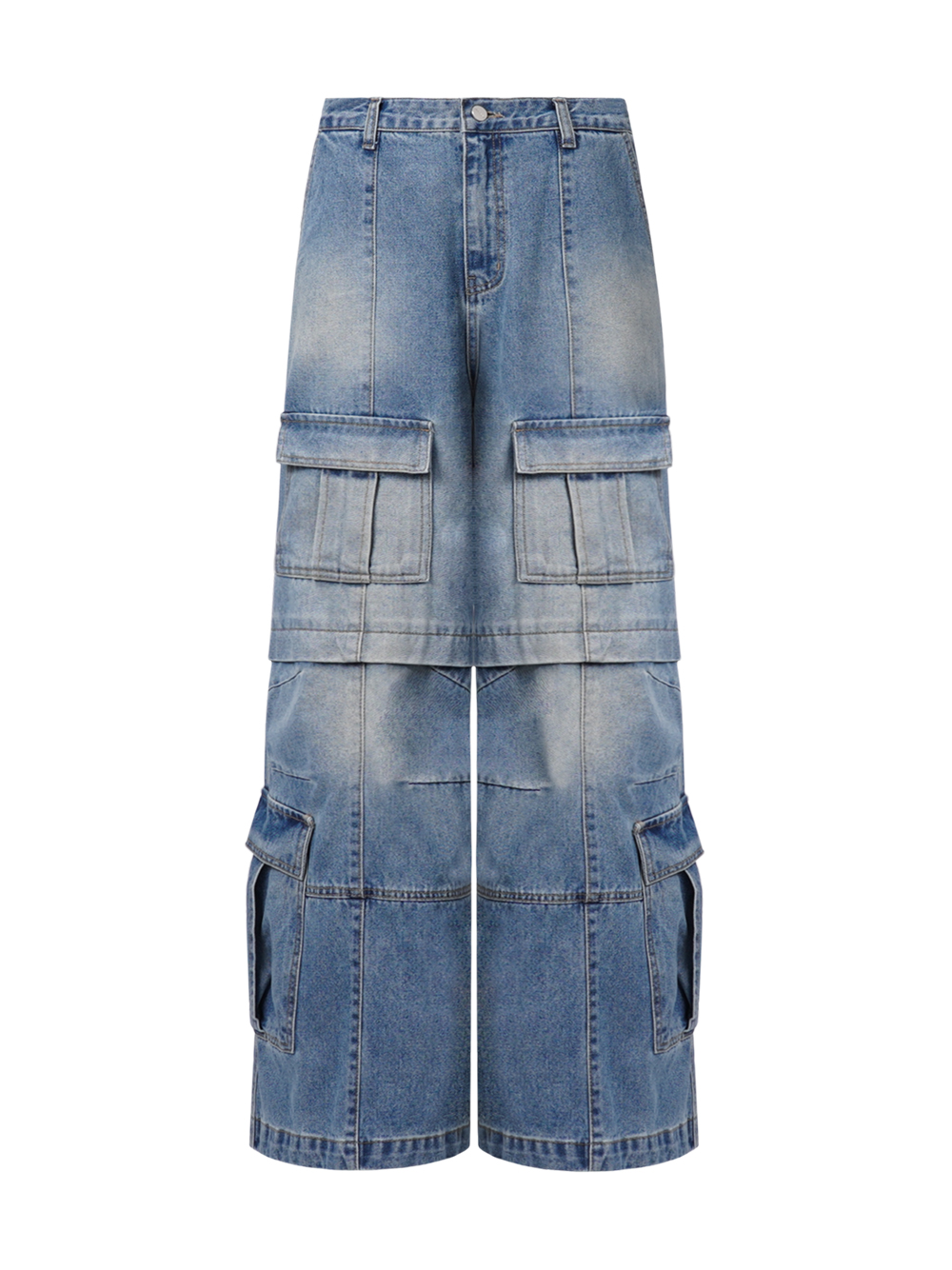 パンツ Gimmick Multi Pocket Flared Cargo Denim Multi Pocket Cargo Flare Denim Pants - Blue | ファッション