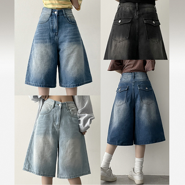 ウォッシュバックポケットデニムハーフパンツ | ファッション