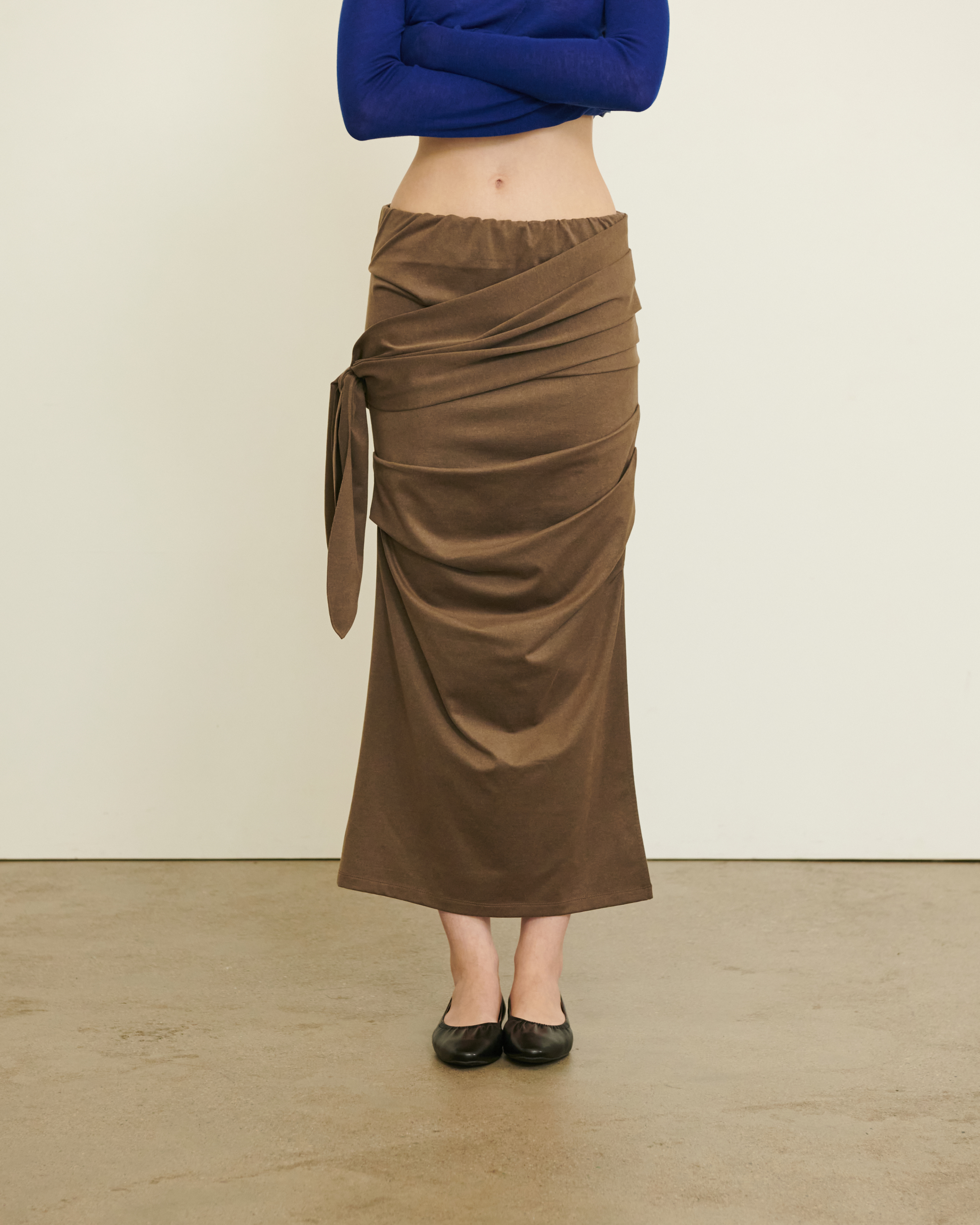 スカート Drape Ribbon Skirt DRAPERY RIBBON TIE SKIRT_BROWN | ファッション通販サイト NUGU