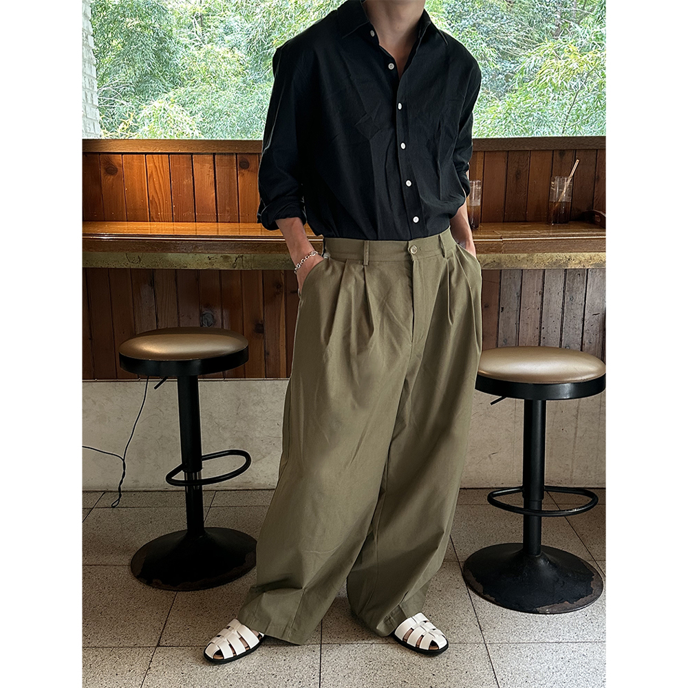 Linen two tuck wide pants(5color) | ファッション通販サイト NUGU