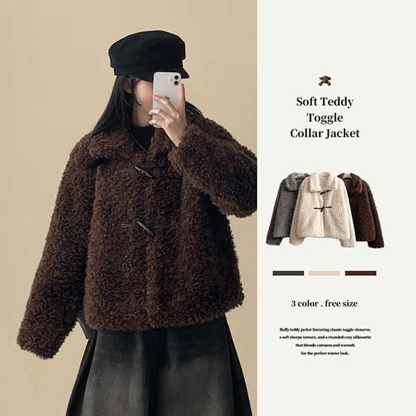 ファーボアボタンカラージャケット