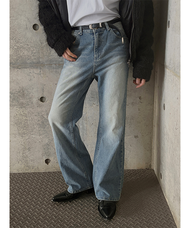 [Unisex] Cat brush flare denim pants(2color)