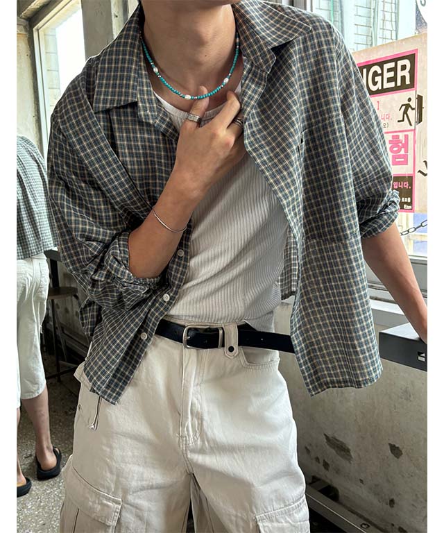 [S/S] Linen crop check shirts ver.2(3color)