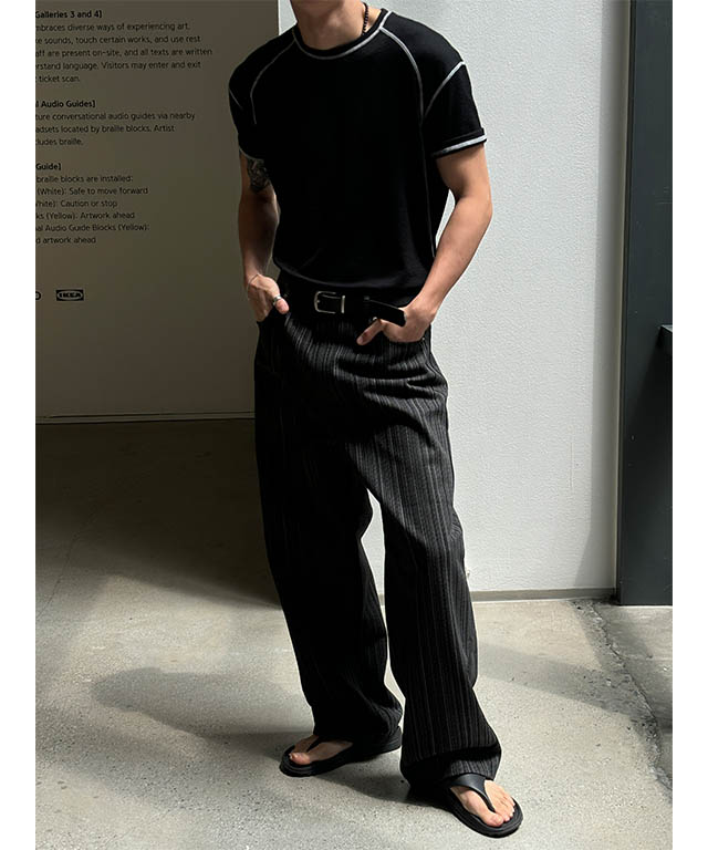 【COSYHARU】Muscle Fit Side Stitch Line Tee COSYHARU】Muscle fit side stitch ribbed sleeveless (COSYHARU