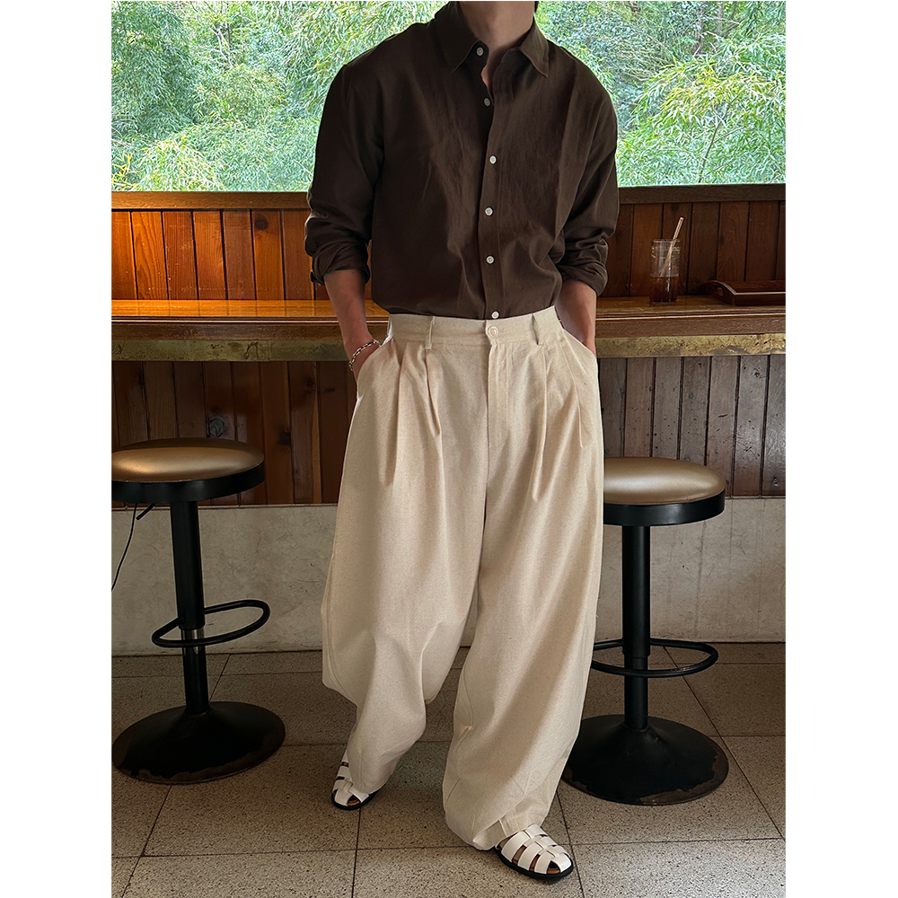 Linen two tuck wide pants(5color) | ファッション通販サイト NUGU