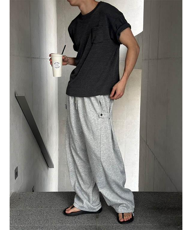 Unisex] Side strap tuck sweat pants(5color) | ファッション