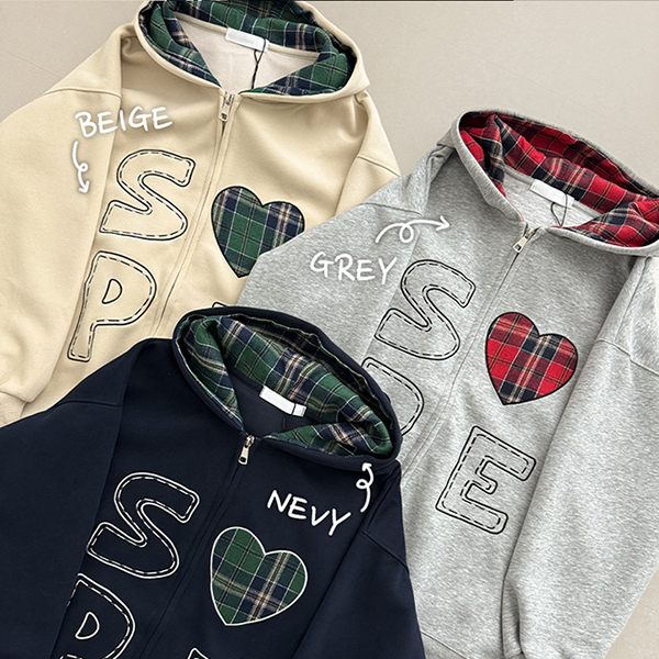 チェックハートパーカー | ファッション通販サイト NUGU