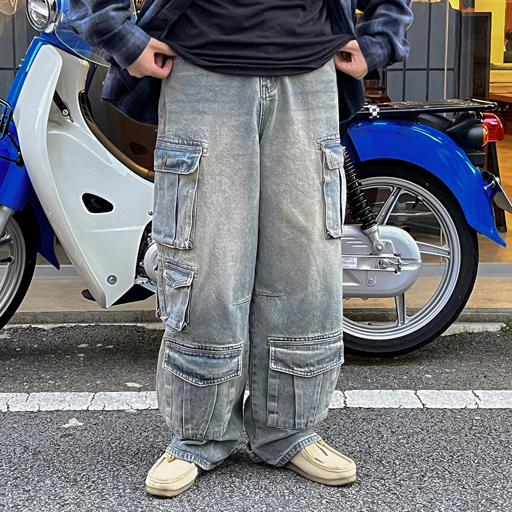 サイドポケットカーゴワイドデニムパンツ | ファッション通販
