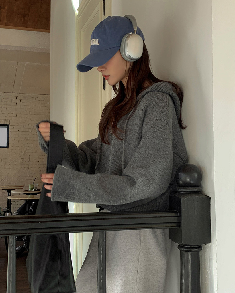 [original] フード付き ニット パーカー