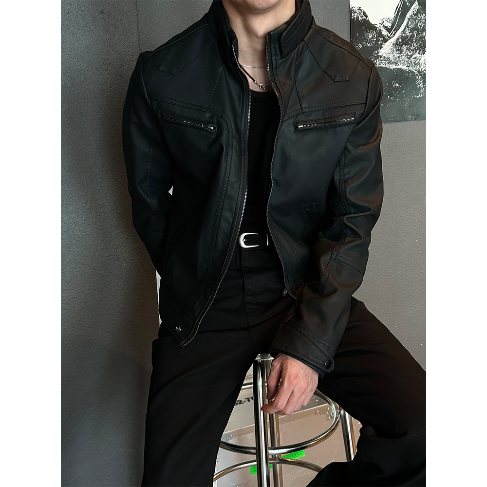 Leather zipper biker short jacket(2SIZE) | ファッション通販サイト NUGU