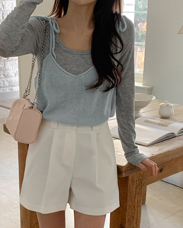 リボンレイヤードビスチェニット