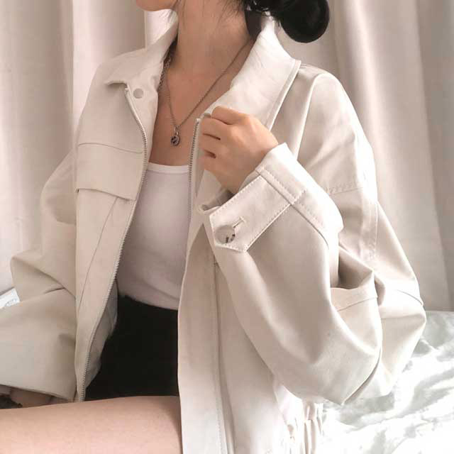 ルーズフィット クロップド丈 レザージャケット アウター4100808 セール 30%OFF】LOOSE FIT LEATHER JACKET/ルーズフィット