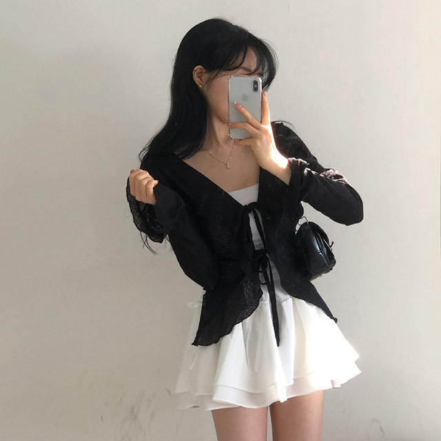 リボンフリルボレロカーディガン | ファッション通販サイト NUGU