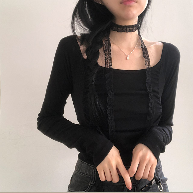 レースチョーカーSET]スクエアシャーリングTシャツ