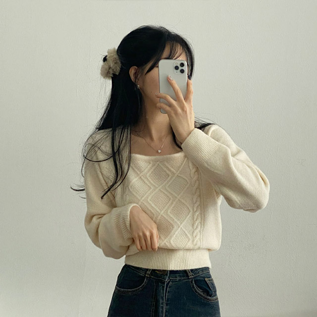 [5color/ハイクオリティ] ツイストスクアエボレロニット