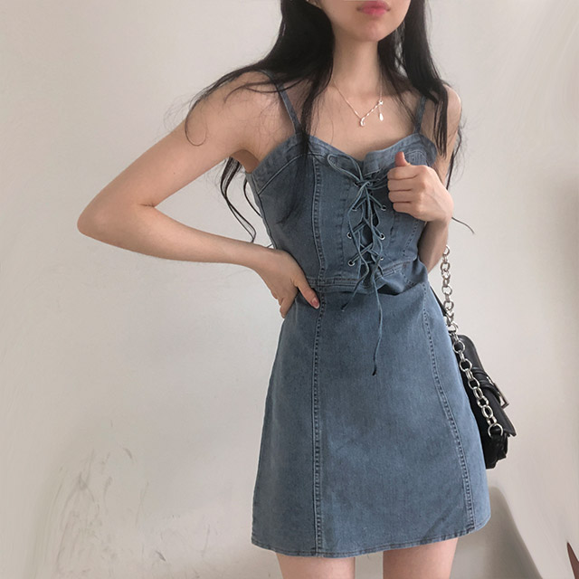 コルセットデニムビスチェキャミワンピース | ファッション通販