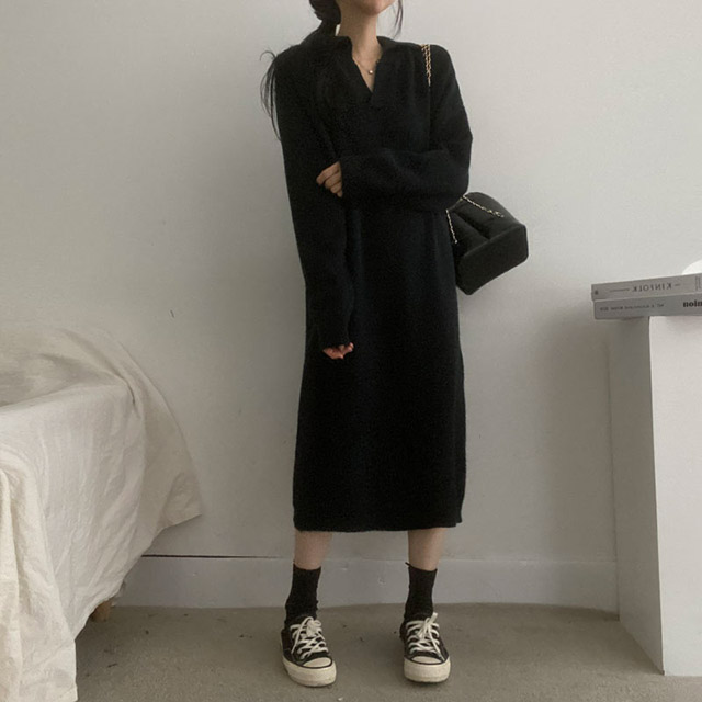 3color] カラーニットロングワンピース | ファッション通販