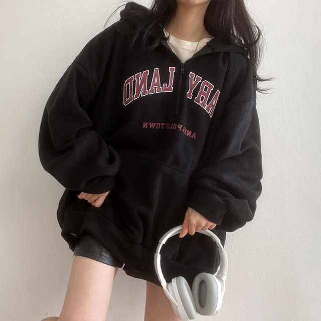 3color] ハーフジップフード付きフリースジャケット