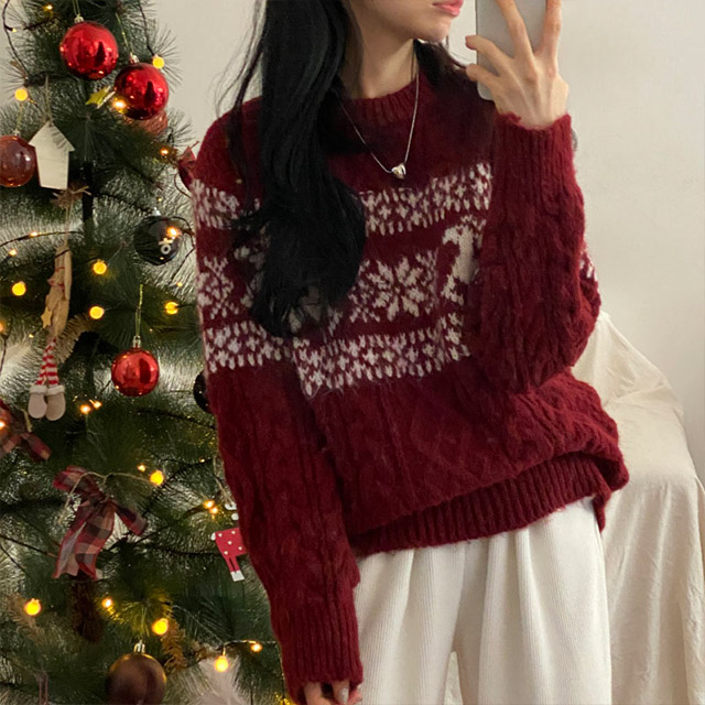 3color] ノルディック柄ツイストニット | ファッション通販