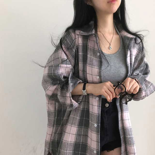 オーバーサイズバイカラーチェックシャツ | ファッション通販