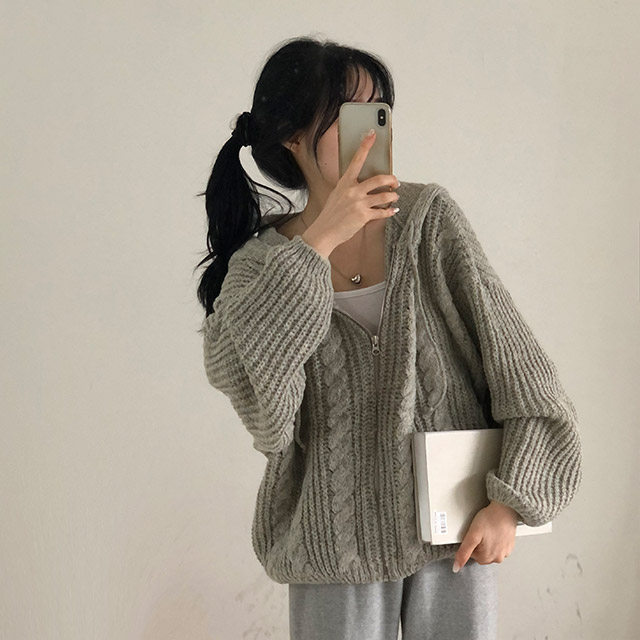 7color]ルーズツイストニットパーカー_秋服 | ファッション通販