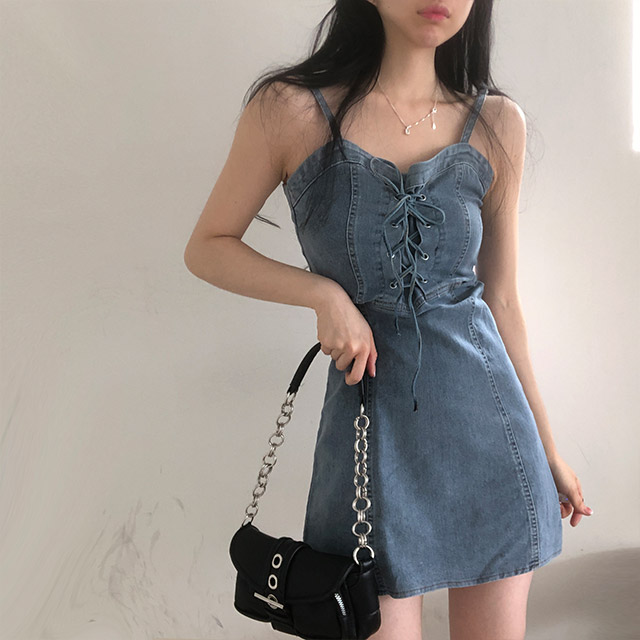 コルセットデニムビスチェキャミワンピース | ファッション通販サイト NUGU