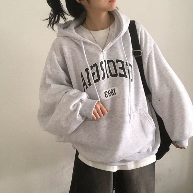 ブリーフィングハーフジップサイズXS ハーフジップループバックスウェットシャツ （Grey Melange