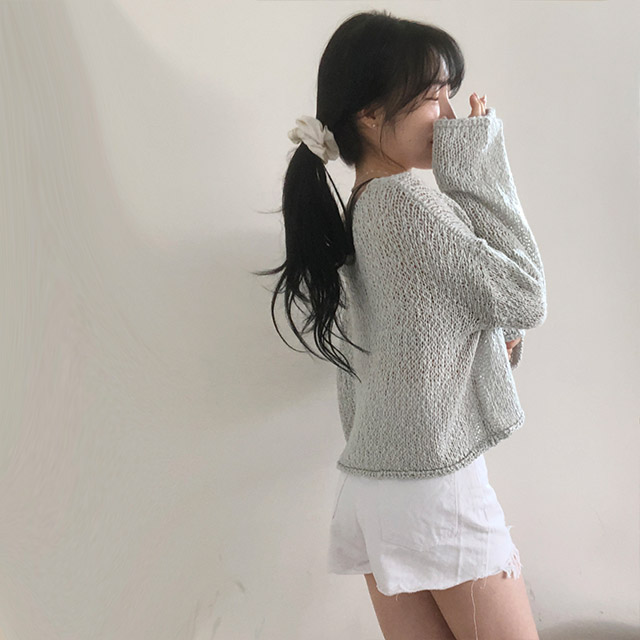 searoomlynn Bump YarnワイドVネックメッシュニット Bump YarnワイドVネックメッシュニット