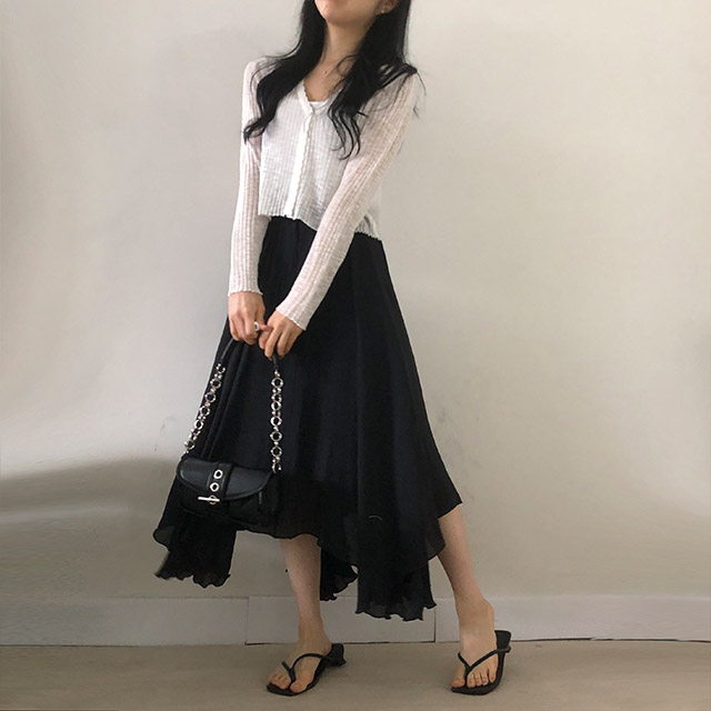 リネンアシンメトリーシフォンロングスカート | ファッション通販