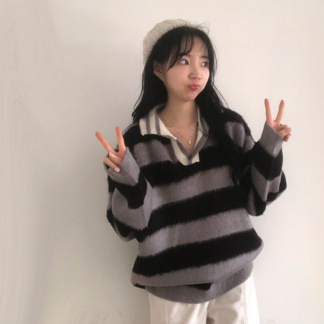 k_bear29ページ オーバーサイズボーダーカラーニット | ファッション通販サイト NUGU