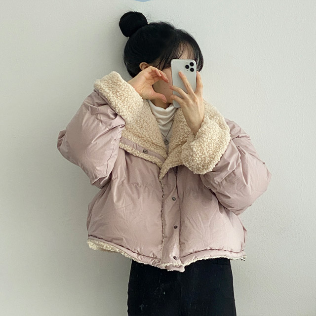 リバーシブル]ボアカラーストリングダウンジャケット(5color