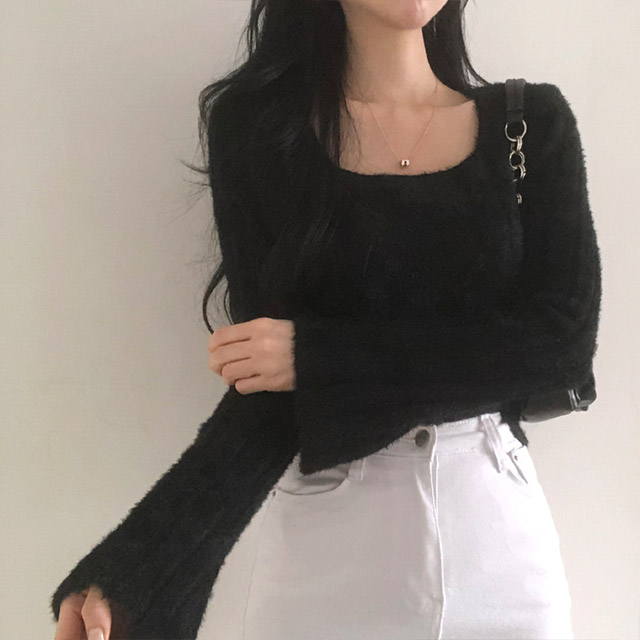 Acka クロップドニット coca ニット セーター クロップド丈ニットトップス レディース