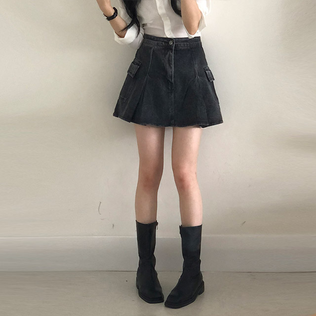 2color]カーゴデニムプリーツミニスカート | ファッション通販