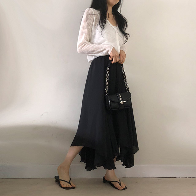 リネンアシンメトリーシフォンロングスカート | ファッション通販