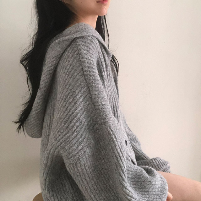 ANN DEMEULEMEESTER フード付きカーディガン XS ダスト ANN DEMEULEMEESTER フード付きカーディガン XS ダスト