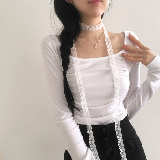 小物 t レースチョーカーSET]スクエアシャーリングTシャツ